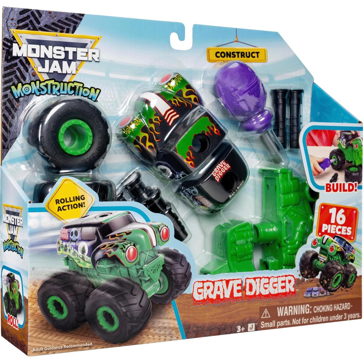 Monster Jam Monstruction 5" Buildable Monster Truck - Grave Digger
