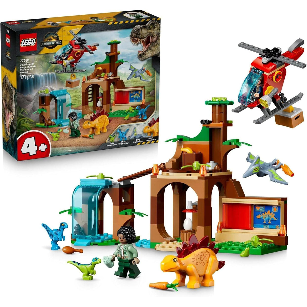 LEGO 77981 Jurassic World Velociraptor, Stegosaurus & Pteranodon Rescue