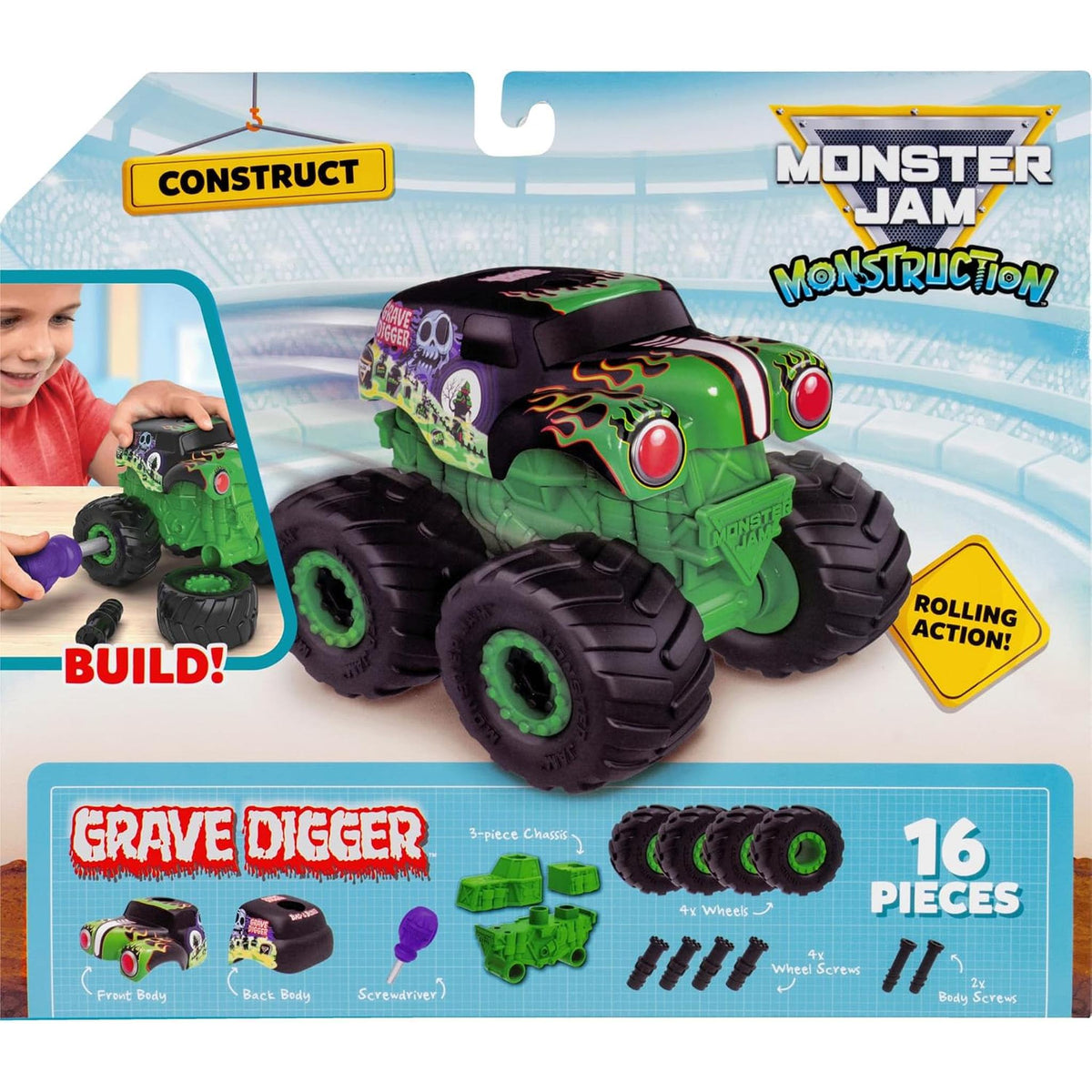 Monster Jam Monstruction 5" Buildable Monster Truck - Grave Digger