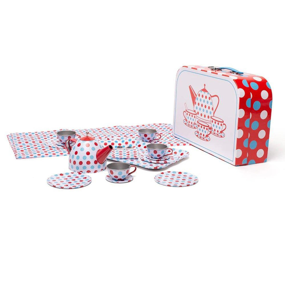 Bigjigs Spotted Tea Set in a Case