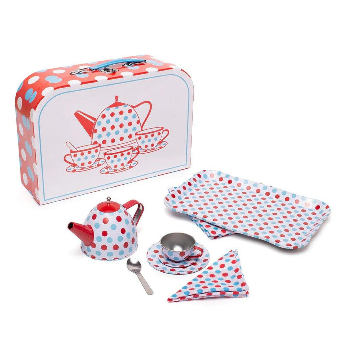 Bigjigs Spotted Tea Set in a Case