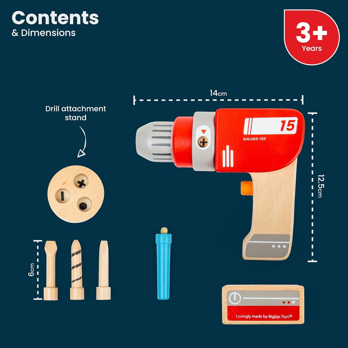 Bigjigs Wooden Toy Drill