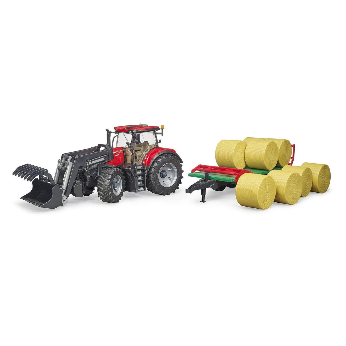 Bruder 3198 Case IH Front-loader With Trailer & Bales