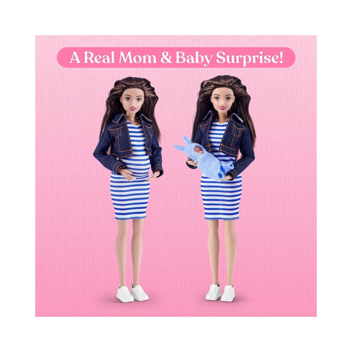 My Mini Baby: Mom & Baby Surprise - Brunette Doll with Blue Accessories