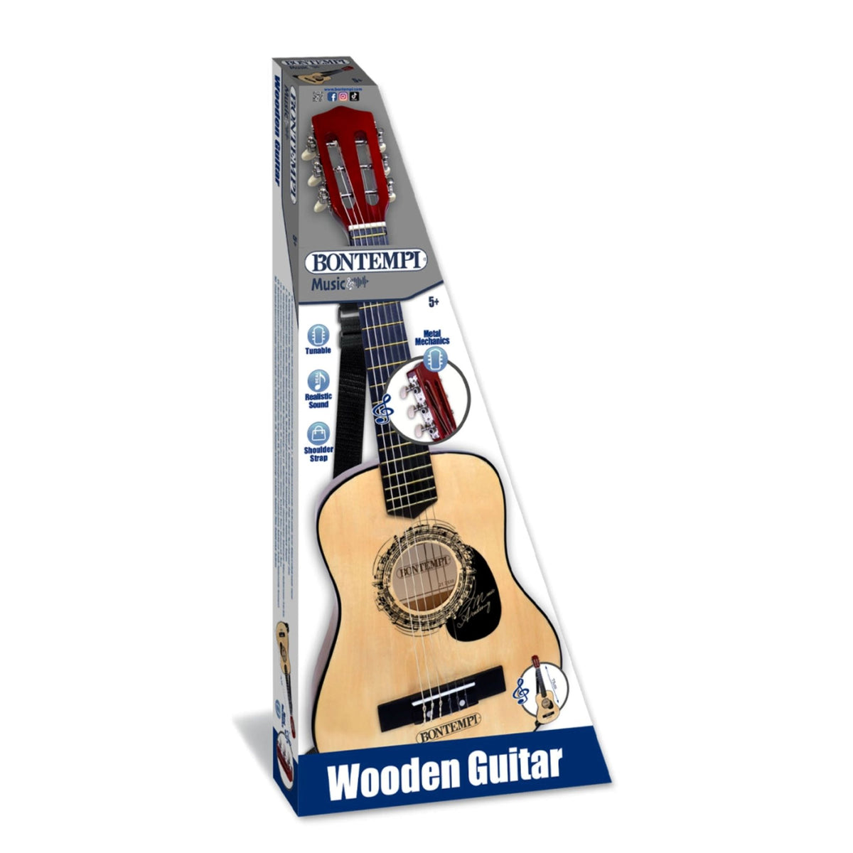 Bontempi Classic wooden guitar with shoulder strap