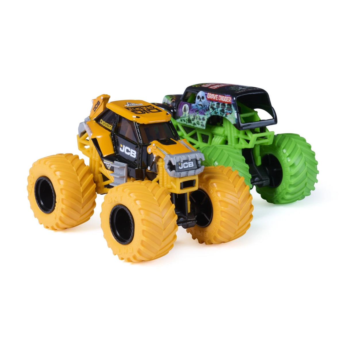 Monster Jam 2-Pack Diecast Monster Trucks: JCB Digatron vs Grave Digger