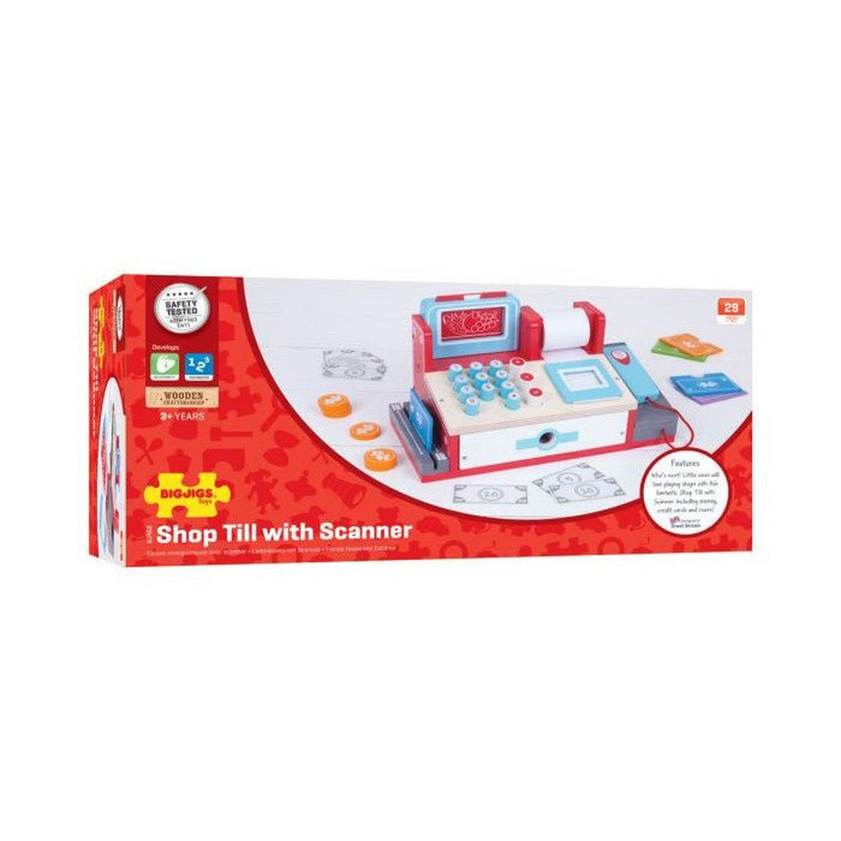 Bigjigs Wooden Shop Till with Scanner