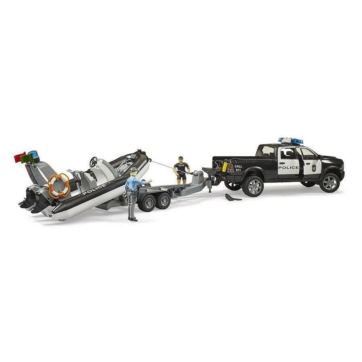 Bruder 2507 RAM 2500 Police Pickup with Trailer & Boat