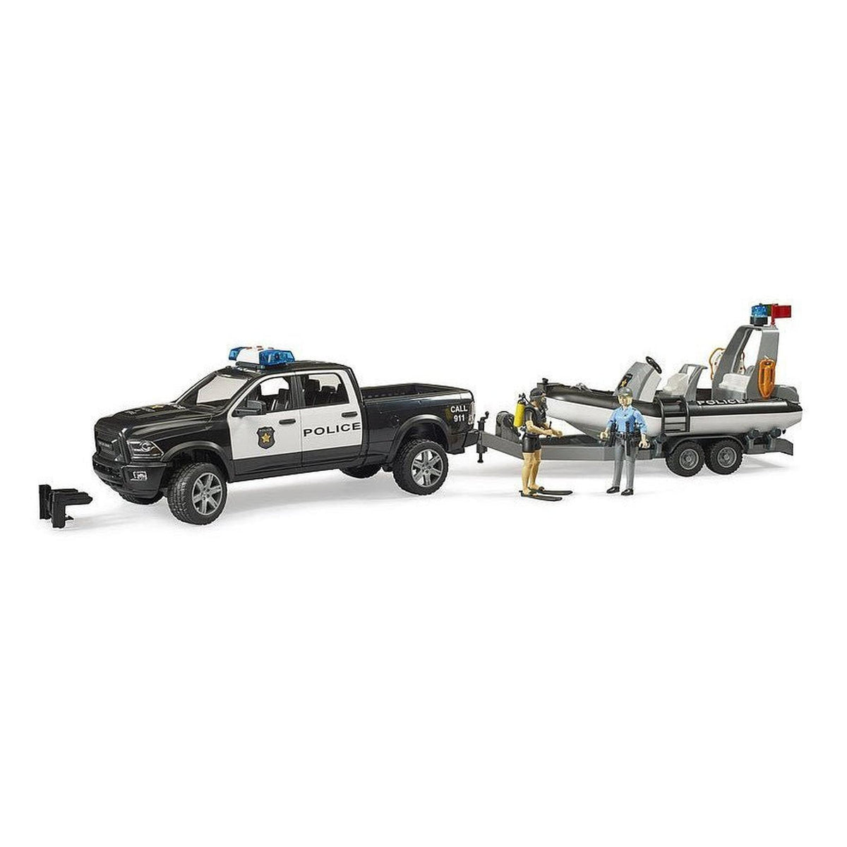 Bruder 2507 RAM 2500 Police Pickup with Trailer & Boat