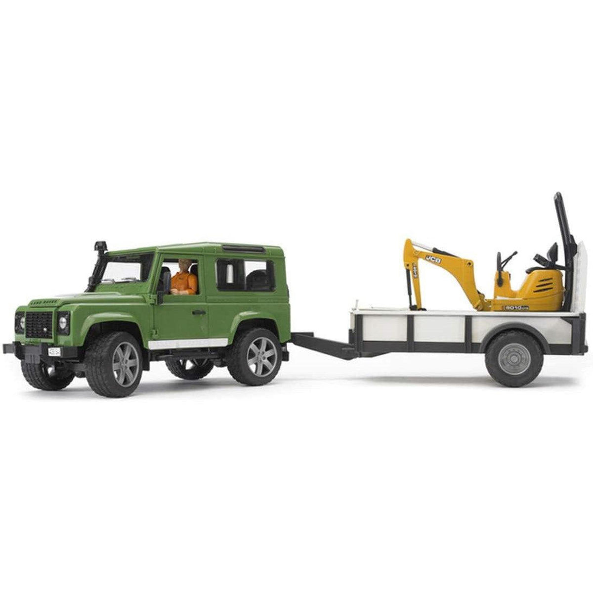 Bruder 2593 Land Rover Defender with Trailer & JCB Micro Excavator
