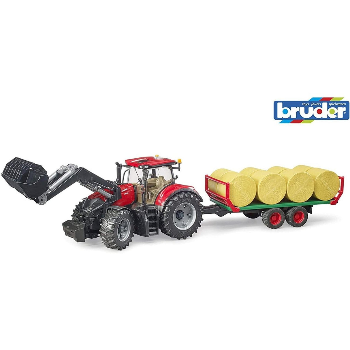 Bruder 3198 Case IH Front-loader With Trailer & Bales