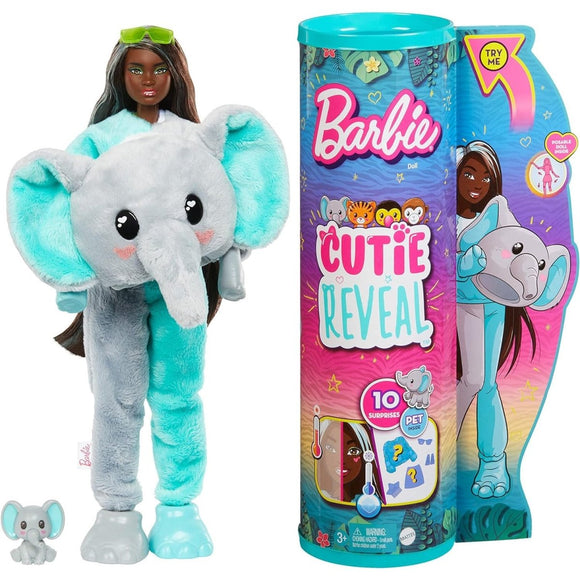 Barbie Cutie Reveal Doll with Elephant Plush Costume and 10 Surprises - McGreevy's Toys Direct
