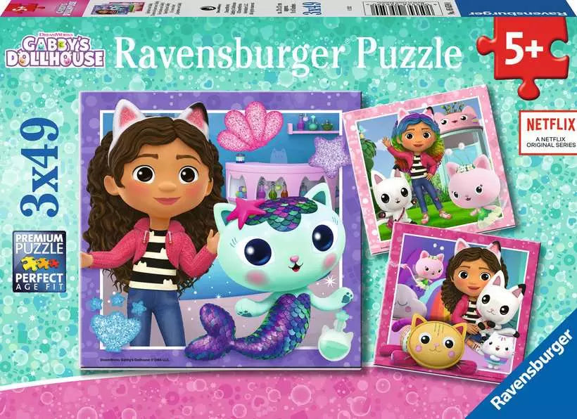 Gabby's Dollhouse 3x49-piece Puzzles