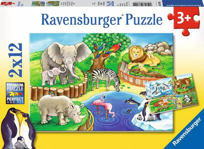 Animals in the Zoo: 2 x 12-piece Puzzles