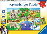 Animals in the Zoo: 2 x 12-piece Puzzles