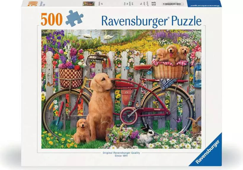 Cute Dogs in the Garden 500-piece Puzzle