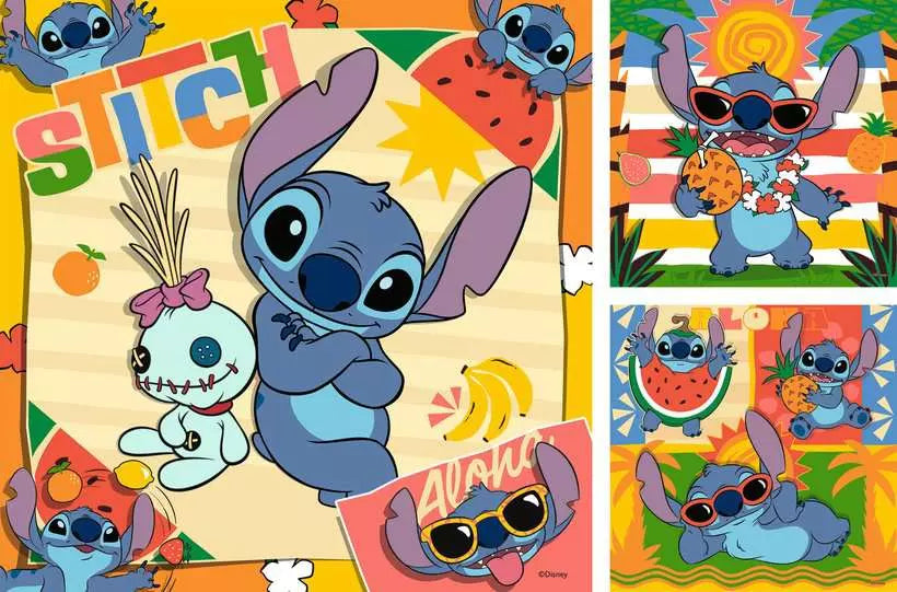 Disney Stitch: 3 x 49-piece Puzzles
