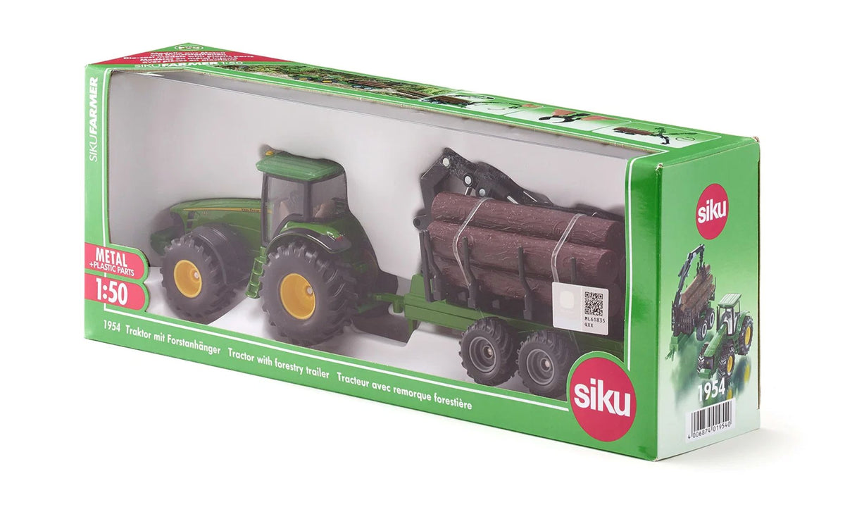Siku John Deere Tractor with forestry trailer 1:50 Scale