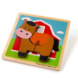 Bigjigs Wooden Chunky Wooden Lift Out Puzzle - Horse