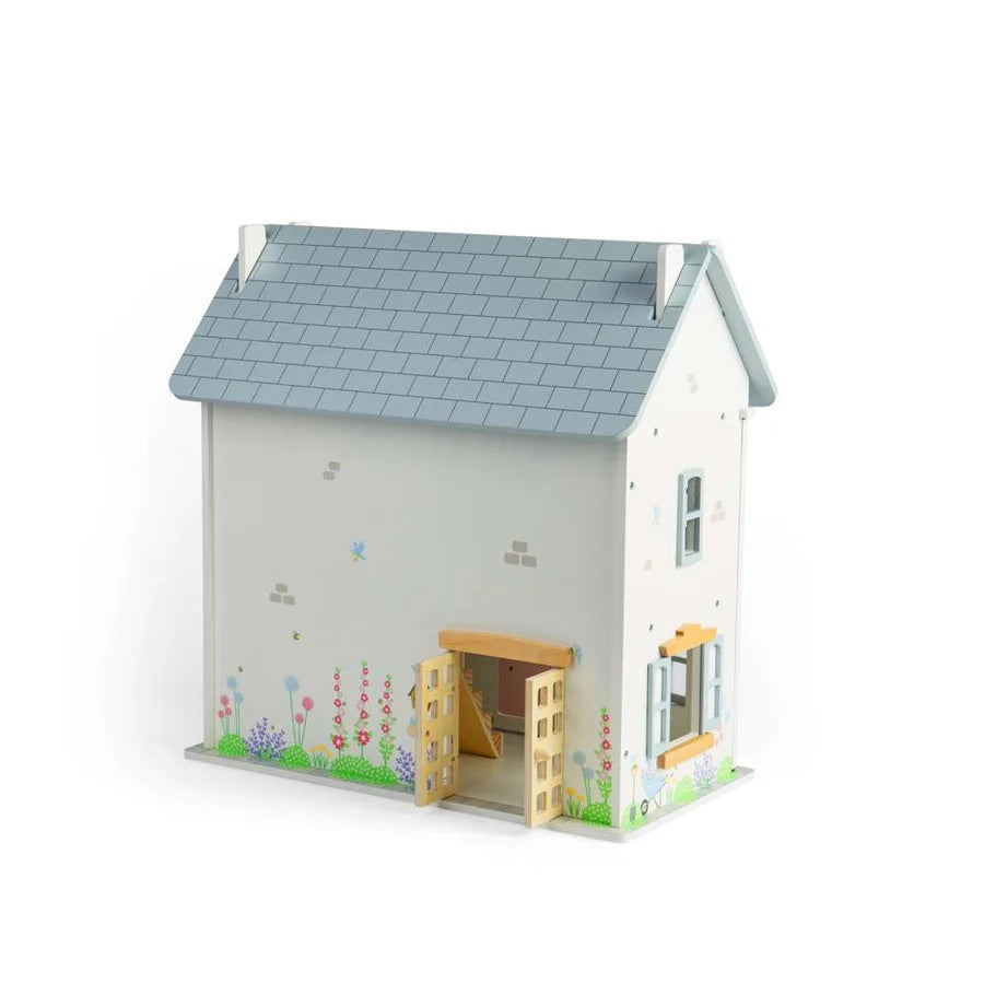 Bigjigs Bundle: Summer Cottage Wooden Doll's House with Furniture & Doll Family