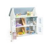 Bigjigs Bundle: Summer Cottage Wooden Doll's House with Furniture & Doll Family