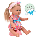 Tiny Tears 15" (38cm) Classic Crying and Wetting Doll Pink Dress - White