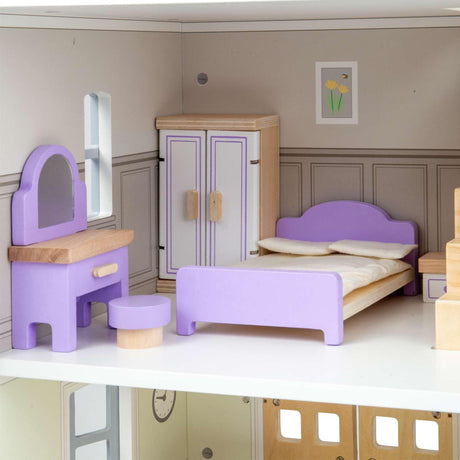 Bigjigs Bundle: Summer Cottage Wooden Doll's House with Furniture & Doll Family