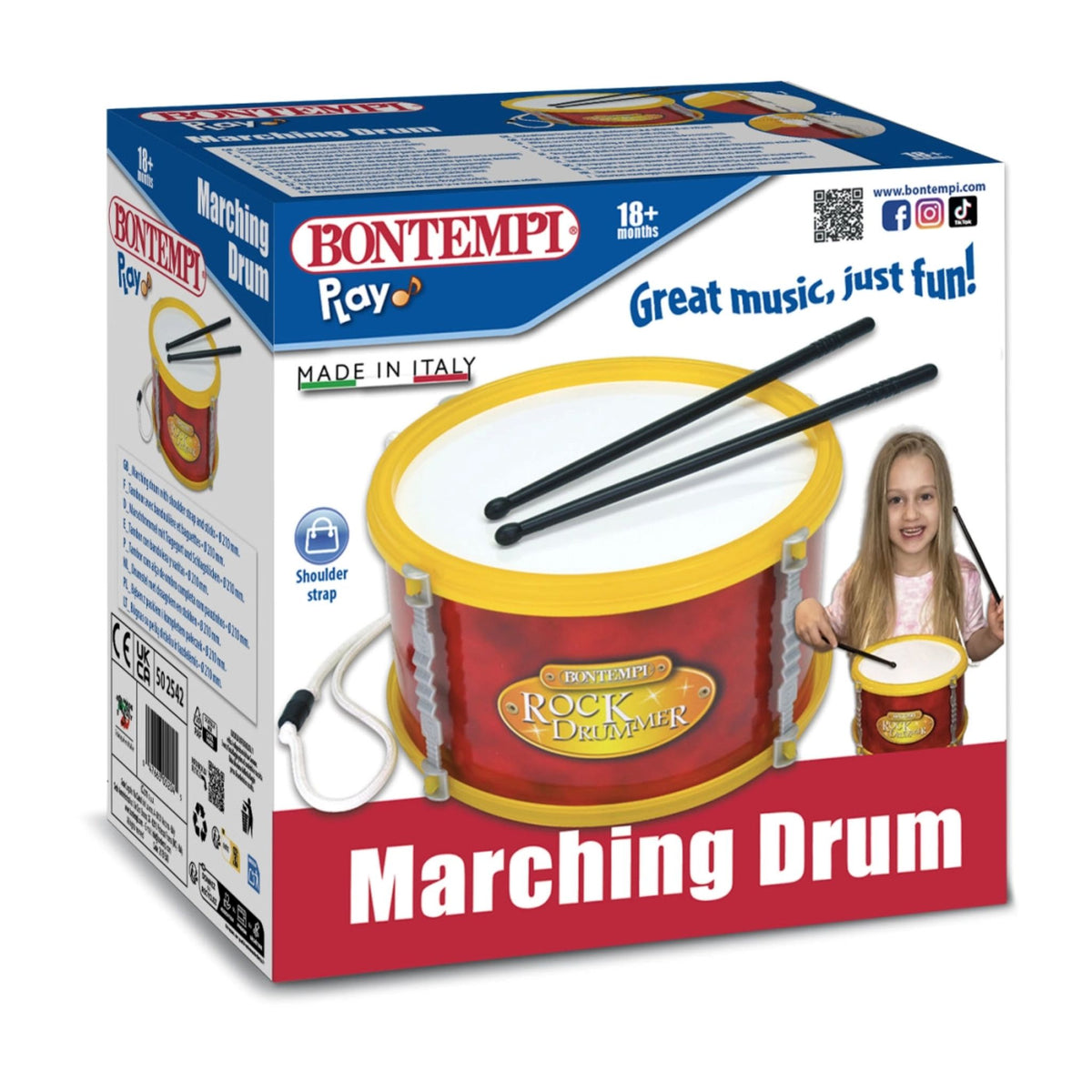 Bontempi Marching drum with shoulder strap and sticks