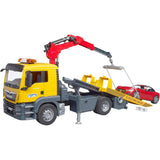 Bruder 3750 MAN TGS Tow Truck with Bruder Roadster Vehicle