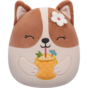 Squishmallows Regina the Corgi with Pineapple Drink 7.5"