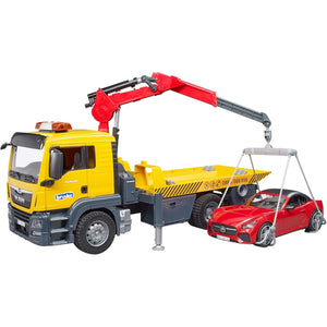 Bruder 3750 MAN TGS Tow Truck with Bruder Roadster Vehicle