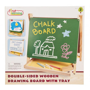 Double-Sided Wooden Drawing Board with Tray