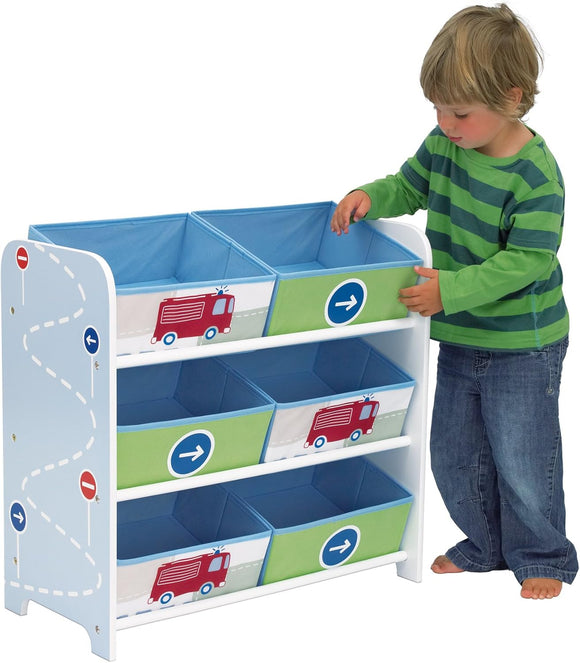 Vehicles Kids Bedroom Storage Unit with 6 Bins