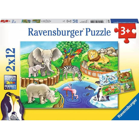Animals in the Zoo: 2 x 12-piece Puzzles