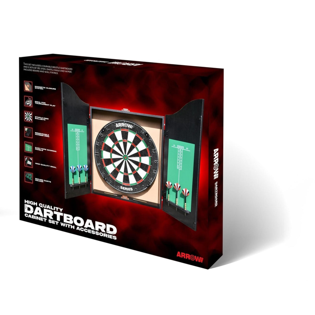 Arrow180 Bristle Dartboard Cabinet Set