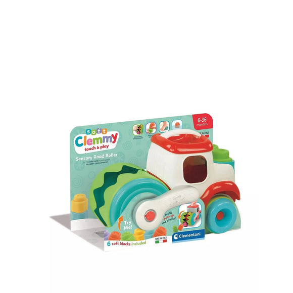 Baby Clementoni Soft Clemmy Sensory Road Roller with Blocks