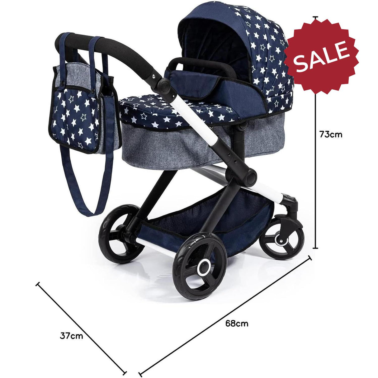Bayer Xeo Combi Doll's Pram with Bag - Navy/Grey