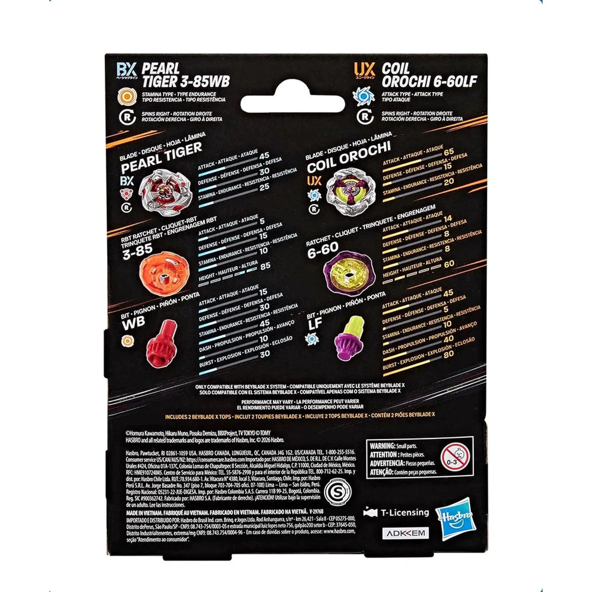 Beyblade X Dual Pack: Pearl Tiger 3-85WB & Coil Orochi 6-60LF