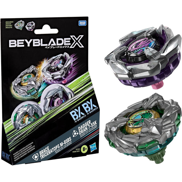 Beyblade x Dual Pack: Brace Triceratops M-85BS & Dagger Dran 7-55K