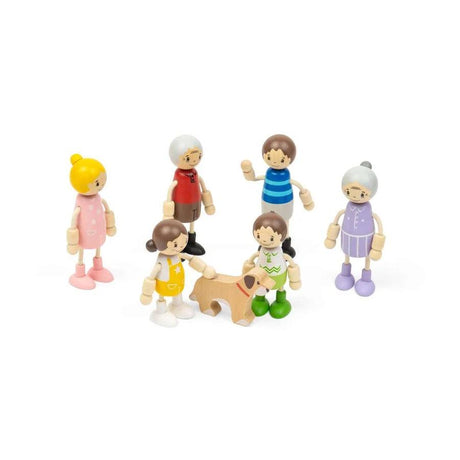 Bigjigs Bundle: Summer Cottage Wooden Doll's House with Furniture & Doll Family