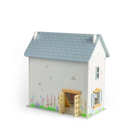 Bigjigs Bundle: Summer Cottage Wooden Doll's House with Furniture & Doll Family