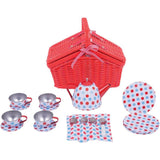 Bigjigs Spotted Tea Set in Wicker Basket