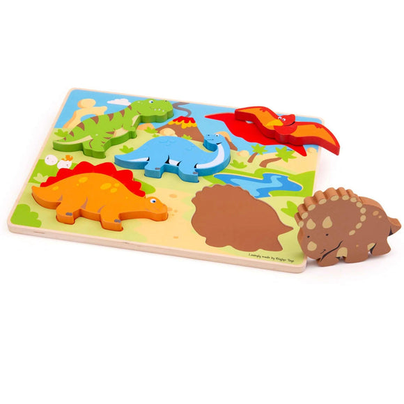 Bigjigs Wooden Chunky Lift Out Puzzle - Dinosaurs
