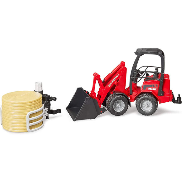 Bruder 2192 Schaffer Compact Loader with Bale Gripper & Bale