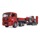 Bruder MAN TGA truck with low loader trailer and Manitou telehandler