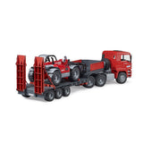 Bruder MAN TGA truck with low loader trailer and Manitou telehandler