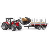 Bruder Massey Ferguson with Front loader and timber trailer