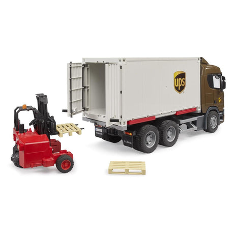 Bruder Scania Super 560R UPS Logistics truck with forklift