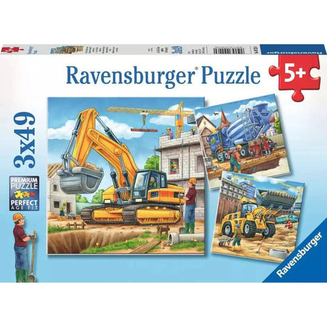 Construction Vehicles: 3 x 49-piece Puzzles