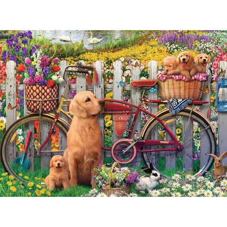 Cute Dogs in the Garden 500-piece Puzzle
